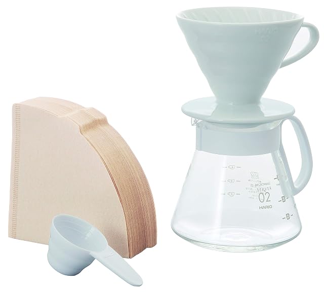 Cafetera de goteo Hario V60 talla 02 en cerámica blanca